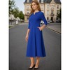 INSPIRE CHIC Women's Elegant Split Neck Side Zipper Pockets 3/4 Sleeve Work A-Line Dress - 2 of 4