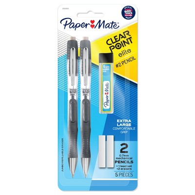 Paper Mate Clear Point Elite 2pk #2 Mechanical Pencils with Eraser & Refill 0.7mm Black