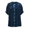 Womens Velvet Short Sleeve Shirts Casual Summer Tops Velvet Blouse Front Button Down V Neck Summer Tops Casual Loose Fit Shirts - 3 of 4