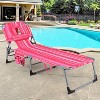 Gymax 1PCS/2PCS Outdoor Beach Lounge Chair Folding Chaise Lounge 5-Level Backrest Blue & Green/Blue/Turquoise/Gray/Black/Beige/Pink/Hot Pink - 3 of 4