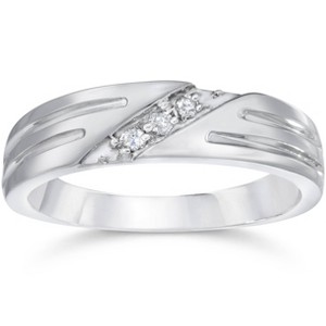 Pompeii3 Mens Real Diamond 14k White Gold Wedding Ring Band New - 1 of 4