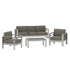 GDFStudio Omar 4 Piece Modern Outdoor Aluminum Conversation Set with Convertible Tray and Coffee Table - 2 of 4