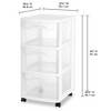 Sterilite Home Medium Size 3 Drawer Cart Plastic Rolling Stackable Storage Container with Casters for Laundry Room, Closet, and Pantry, Clear - 4 of 4