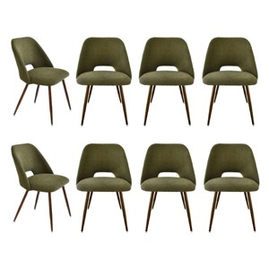 Panipeachy Dining Room Chairs Set of 8, Modern Upholstered Fabric Side Chair with Walnut Finish Metal Legs - 1 of 4