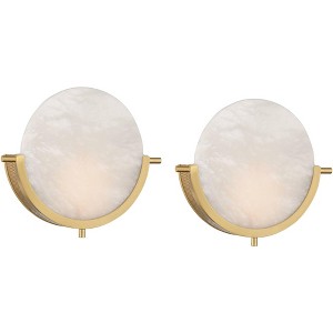 360 Lighting Barranco 9 1/2" High Warm Gold Alabaster LED Wall Sconce Set of 2 - 1 of 4