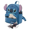 DISNEY Stitch Big Face Mini PU Backpack Purse, Shoulder Bag with Epoxy Filled Metal Scrump Charm, 10.5 Inch, Adjustable Straps, Faux Leather - 4 of 4