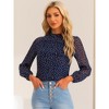 Allegra K Women's Chiffon Work Formal Casual Tie Back Long Sleeve Polka Dots Blouse - 3 of 4