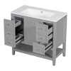 Okak 36" Bathroom Vanity Bathroom Floor Cabinet with 3 Drawers & 1 Cabinet & Open Shelf and Adjustable Drawer Dividers - 2 of 4