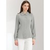 Allegra K Women's Work Peter Pan Collar Long Bishop Sleeve Button Down Shirt - 3 of 4