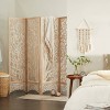 Modern Farmhouse Mdf Room Divider Screen Brown - Olivia & May: Indoor 4-Panel Partition, No Assembly Required - 2 of 4