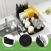 LunaLulinlk Retractable Dish Drying Rack for Kitchen Countertop, Compact Dish Rack with Drainboard Tray, Cutting Board/Utensil Holder,Black - 2 of 4