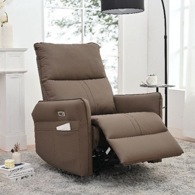 CAVINAS Rocking Recliner Chair, Swivel Nursery Rocking Chair, Swivel Chair Accent Chair, Glider Chair with Side Pocket, Home Theater Seating