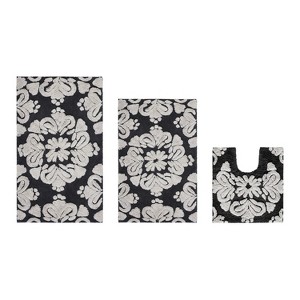 Medallion Collection 3 Piece 100% Cotton Tufted Bathroom Rug Set  with Non-Slip Backing, Machine Washable, Tumble Dry Bath Mat - 1 of 4