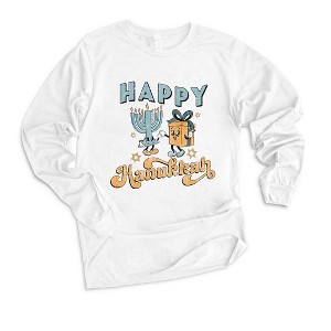 Simply Sage Market Women's Happy Hanukkah Distressed Long Sleeve Graphic Tee - 1 of 4