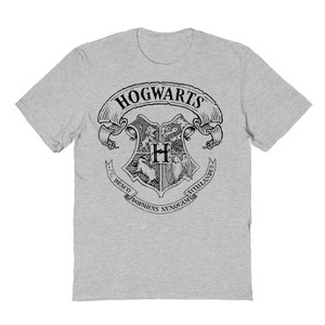 Harry Potter Men's Hogwarts Pencil Emblem Short Sleeve Graphic Cotton T-Shirt - 1 of 3