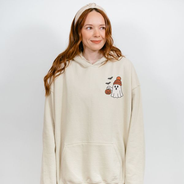 Embroidered Beanie Ghost - Womens Hoodie
