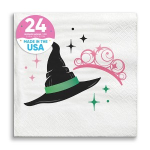 Big Dot of Happiness Witch Party Napkins, Good Pink and Green Birthday or Witch Halloween Decor, White 3-Ply Paper Beverage Napkins - 24 Count - 1 of 4