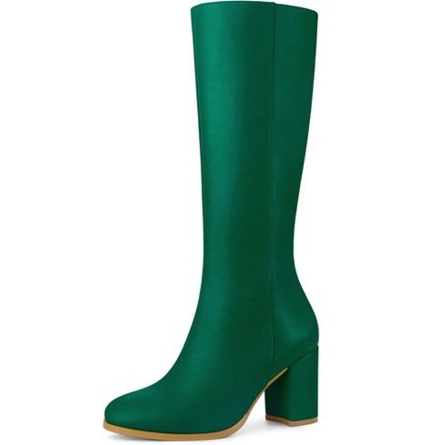 Green block shop heel boots