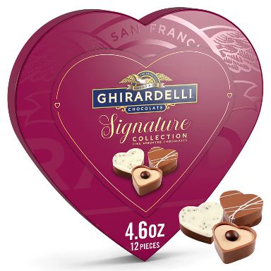 Ghirardelli Valentine's Signature Collection Fine Assorted Chocolates Heart Shaped Box Gift Candy - 4.6oz