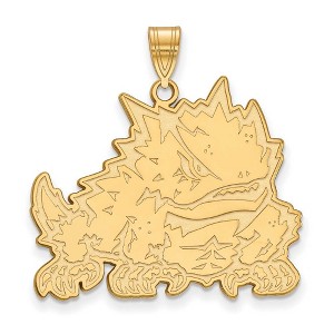 Black Bow Jewelry 14k Yellow Gold Texas Christian Horned Frogs NCAA Extra Large Pendant - 1 of 3