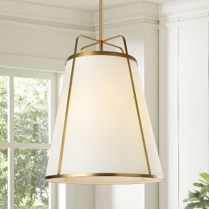 3-Light Modern Fabric Chandelier 16"x 19.7" Trapezoid Farmhouse Pendant Lights - 1 of 4