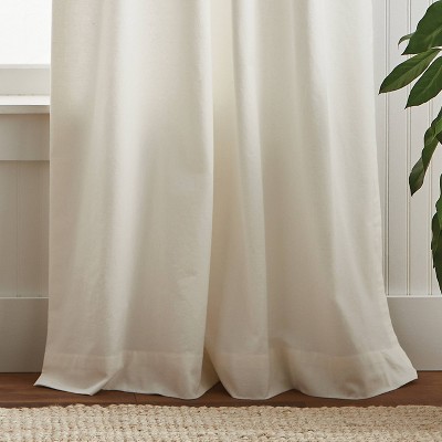 Water's Edge White Cotton Light-Filtering Curtain Panels, 50" x 84"