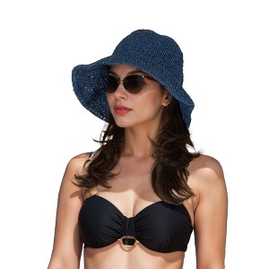 Anna-Kaci Crochet Raffia Sun Hat with Wide Brim and Bow Detail Foldable Summer Beach Hat for Stylish Sun Protection - 1 of 4
