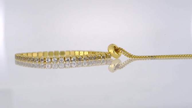 3 3/4 CT. T.W. White Topaz Bolo Bracelet with Tassel in Yellow Plated Sterling Silver, 2 of 4, play video