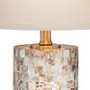 360 Lighting Margaret Modern Coastal Table Lamp 23" High Mother of Pearl Cylinder with Table Top Dimmer Cream Shade for Bedroom Living Room Bedside - 3 of 4
