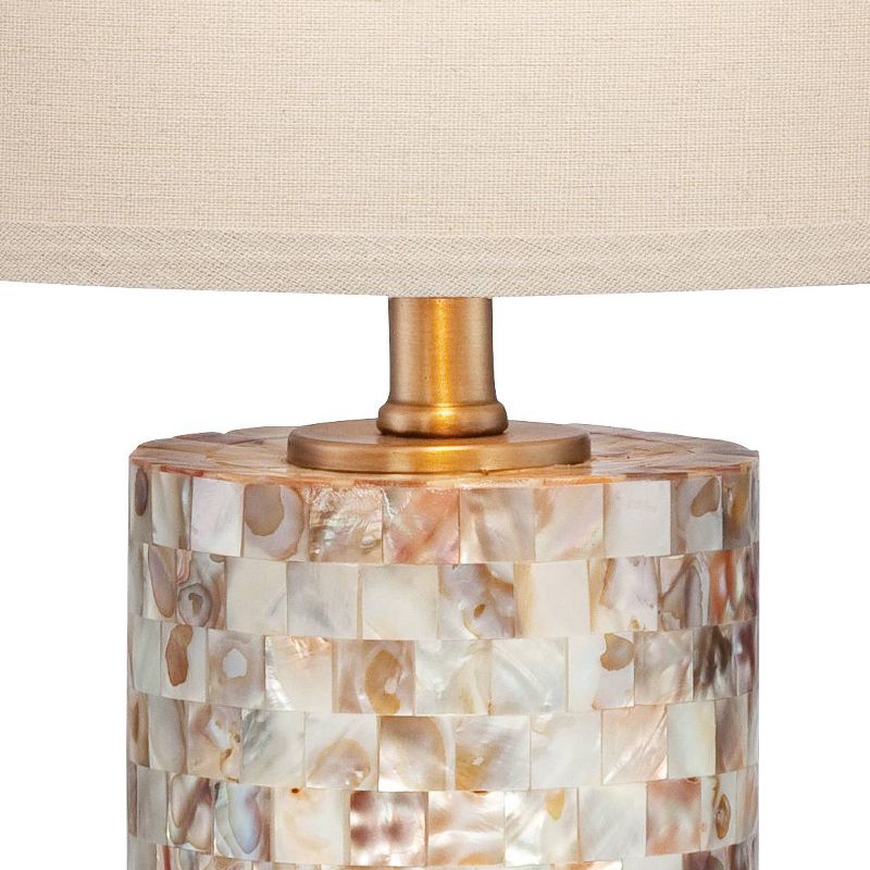 360 Lighting Margaret Modern Coastal Table Lamp 23" High Mother of Pearl Cylinder with Table Top Dimmer Cream Shade for Bedroom Living Room Bedside, 3 of 7