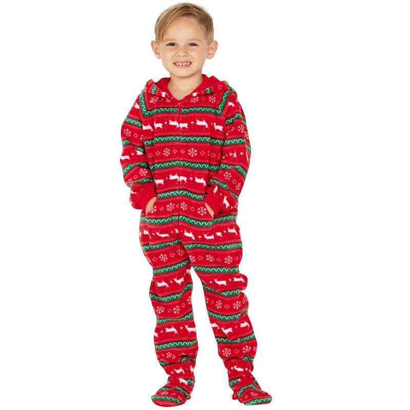 Footed Pajamas - Nordic Christmas Toddler Hoodie Fleece Onesie, 3 of 5
