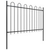 vidaXL Garden Fence with Hoop Top Steel 22.3' Black - 2 of 4