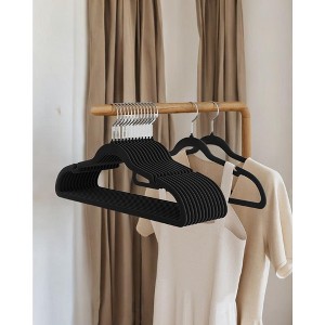 Velvet Hangers 60 Pack, Non-Slip Clothes Hangers, Suit Hangers with Shoulder Notches, 360¡ã Swivel Hook, Space-Saving Black - 1 of 4