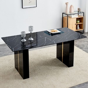 NicBex Dining Table for 4 Morden 71" Dining Room Table with Double Pedestal Base and Imitation Marble Top for Kitchen - 1 of 4