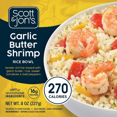Scott & Jon's Gluten Free Frozen Garlic Butter Shrimp Rice Bowl - 8oz