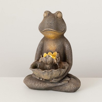 Sullivans 18.5" Stone-Finished LED Frog Fountain, Gray
