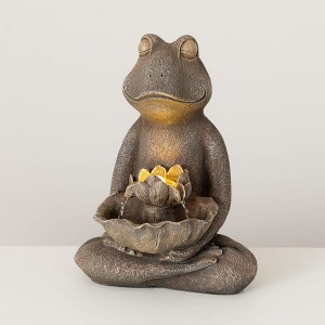 Sullivans 18.5" Stone-Finished LED Frog Fountain, Gray - 1 of 4
