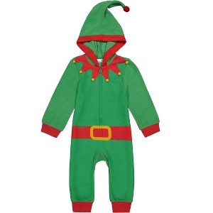 Christmas Santa Claus Elf Avocado Panda Unicorn Girls Zip Up Pajama Coverall Toddler - 1 of 4