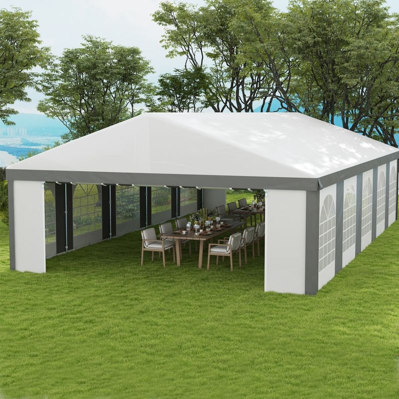Outsunny 20' x 33' Heavy Duty Wedding Tent & Carport, Portable Garage with Removable Sidewalls, Large Outdoor Canopy with Windows for Events, Gray, 2 of 7