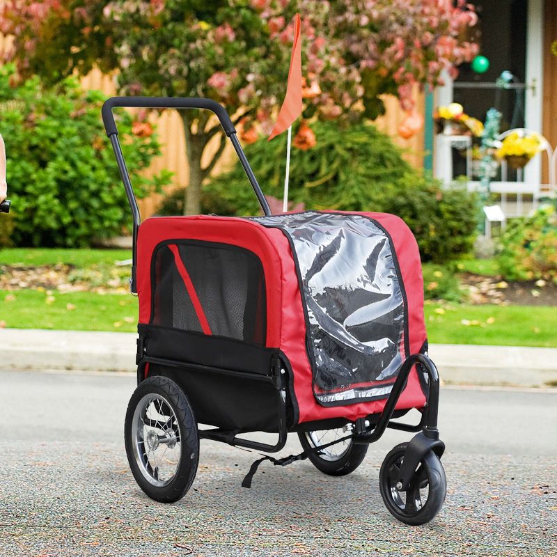 Aosom 2-in-1 Small Dog Bike Trailer and Bike Stroller with Hitch, Bicycle Trailer Sidecar Bike Wagon Cart Carrier Attachment for Travel, 2 of 8