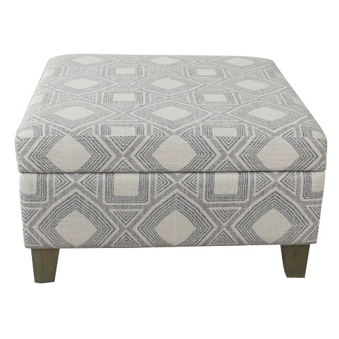 Luxury Large Square Storage Ottoman Gray Geometric - Homepop : Target