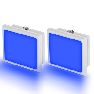 YANSUN 2-Pack 0.3W Plug-in Light-Controlled Night Light, Square Design, Blue Light, No Dimming, U.S. Two-Prong Plug - 1 of 4