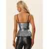 INSPIRE CHIC Women's Spaghetti Strap V Neck Sparkle Ruffles Peplum Camisoles - image 3 of 4