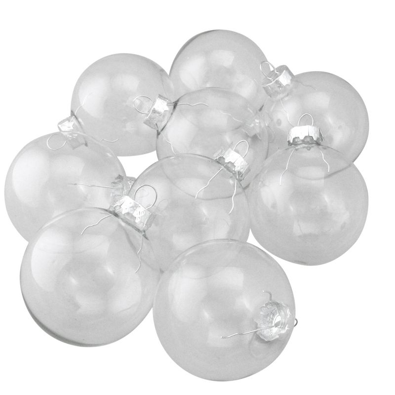 Northlight 9ct Shiny Clear Glass Christmas Ball Ornaments 2.5" (65mm), 1 of 3