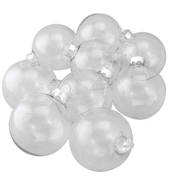 Northlight 9ct Shiny Clear Glass Christmas Ball Ornaments 2.5" (65mm)