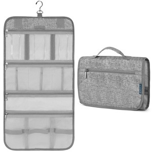 PAVILIA Hanging Toiletry Bag Women Men, Travel Kit Foldable Waterproof Organizer, Roll up Cosmetics Makeup Essentials Jewelry Case - 1 of 4