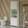 Modern White Standing Bathroom Tall Linen Tower Storage Cabinet - 3 of 4