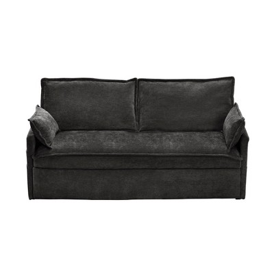 TiramisuBest 59.5" White Corduroy Sofa Bed, Convertible Sleeper with Storage, USB/Type-C Charging & Side Pockets