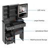 Small Size Left Drawer Makeup Vanity Desk With Cushioned Stool, Power Station, Makeup Table Set with Extra Large Touch Control Sliding LED Mirror - 3 of 4