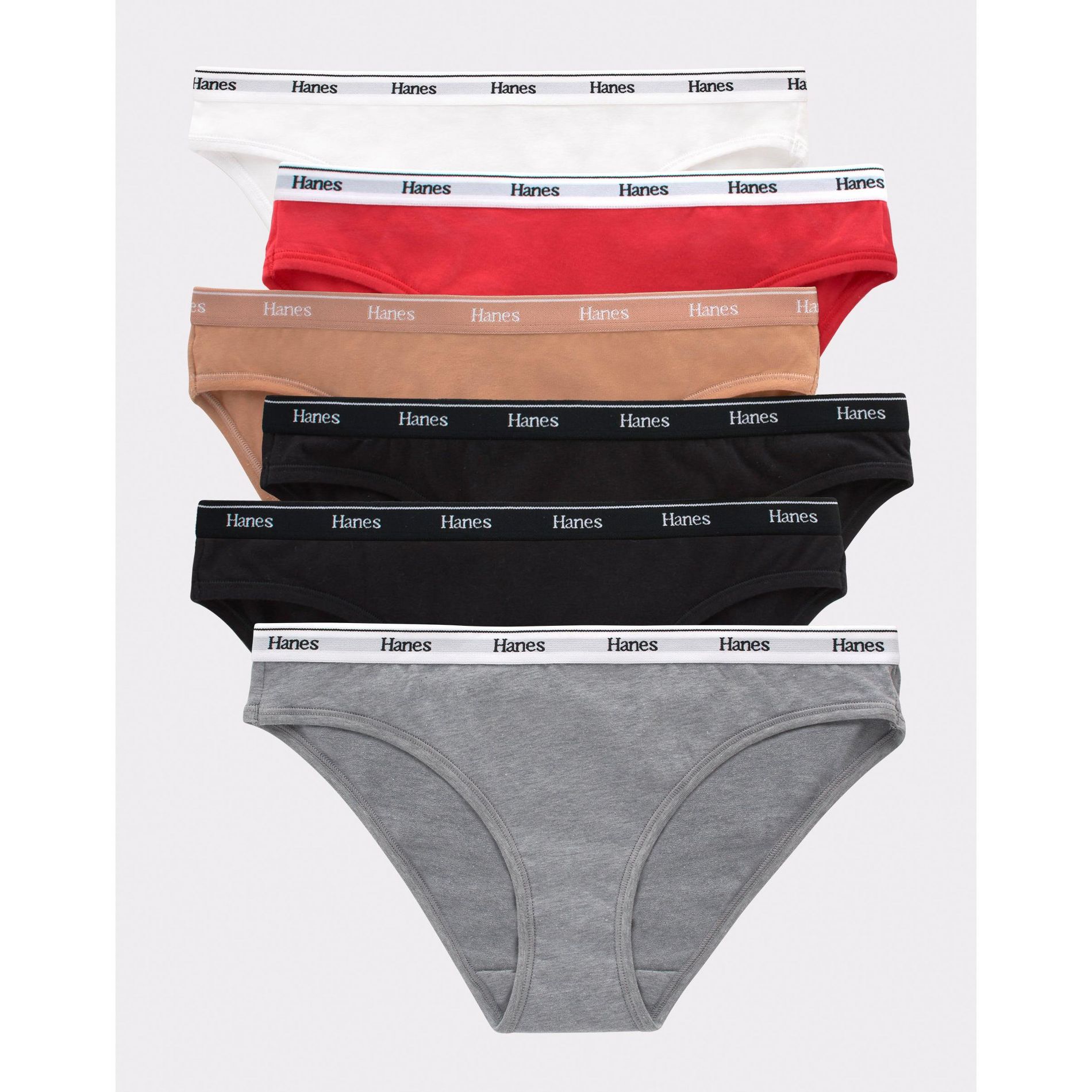 Hanes Originals Women’s Bikini Underwear, Breathable Stretch Cotton, 6-Pack Assorted 2XL